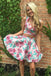 Two Piece Straps Floral Printed Cute Homecoming Dress PPD21