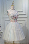 A Line Sweetheart Tulle Short Homecoming Dress With Flowers PDN45