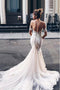 Mermaid Sweetheart Backless Court Train Wedding Dress with Lace Appliques PDR19