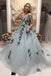 A Line V Neck Long Prom Gown With Appliques, Formal Evening Dress PDL31