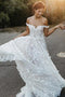 A-Line Off-the-Shoulder Boho Wedding Dress with Appliques PDL58